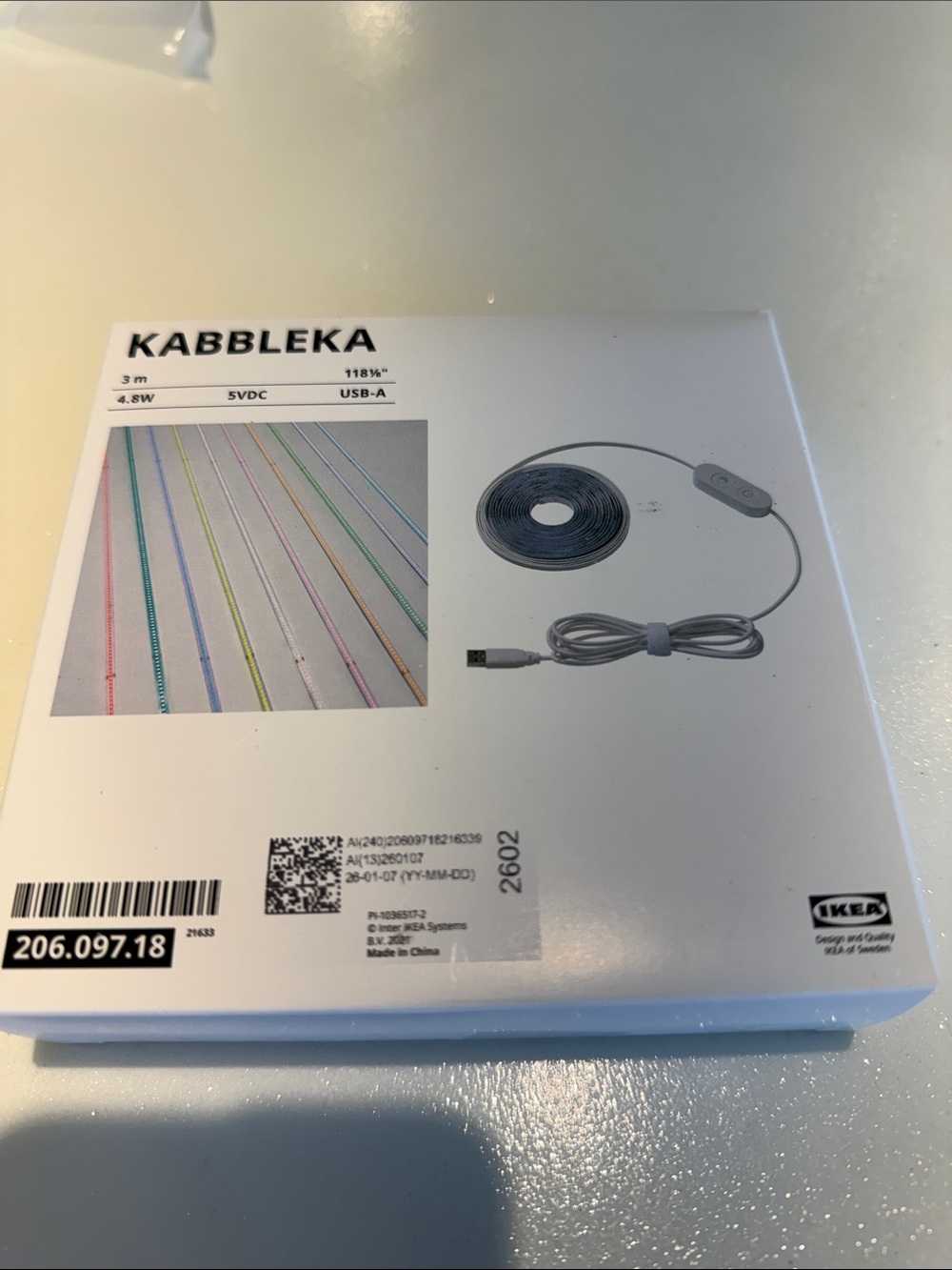 IKEA KABBLEKA LED USB Strip Light - Multi-Color new inbox